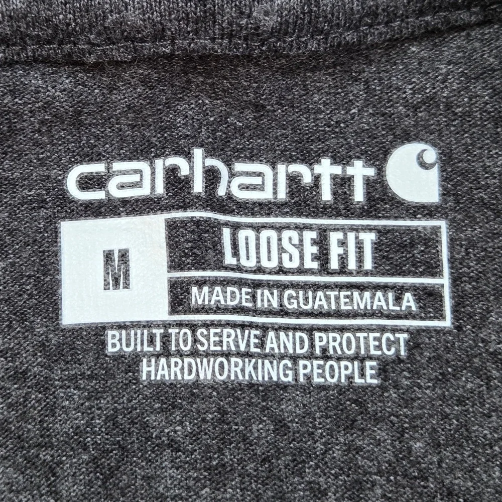 Carhartt Graphic T-Shirt Men M Loose Fit Logo Short Sleeve Heather Charcoal Gray